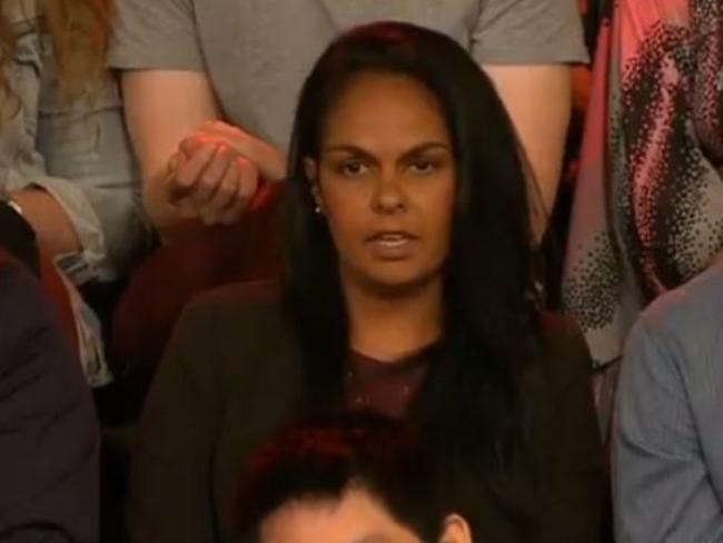 Teela Reid asks Prime Minister Malcolm Turnbull a question about the Uluru Statement from the Heart on Q&amp;A.