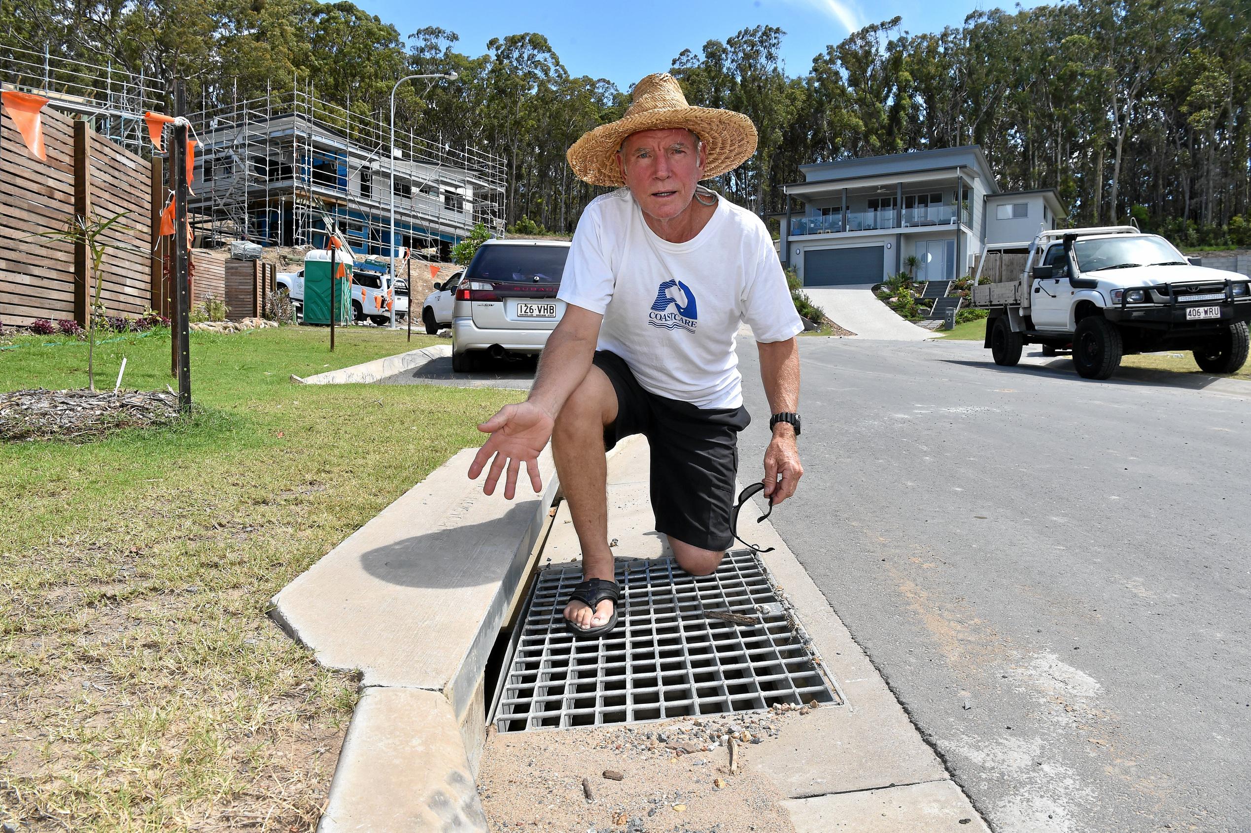 Tony Isaacson had been landscaping a place there when the torrential rains destroyed the yard with mud sent flooding through the site. Picture: Warren Lynam