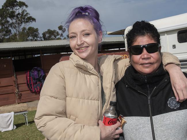 Rachel Mack &amp; Candice Edwards taking a brief break from work at the 2024 Swan Hill Show Picture: Noel Fisher