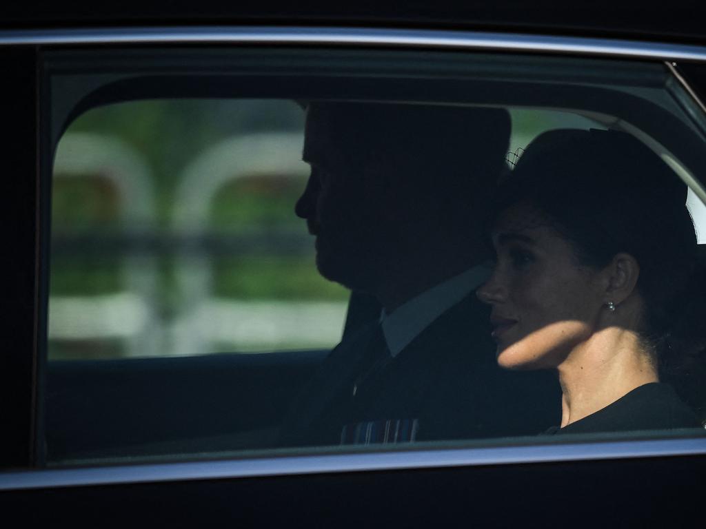The Sussexes will travel separately to the funeral. Picture: Daniel LEAL / POOL / AFP