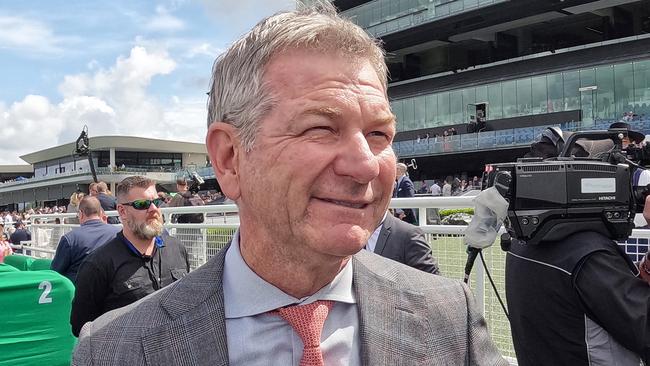 SYDNEY, AUSTRALIA - OCTOBER 01: Kris Lees looks on after winning  race 3 the Schweppes Handicap with Hosier during Sydney Racing at Royal Randwick Racecourse on October 01, 2022 in Sydney, Australia. (Photo by Mark Evans/Getty Images)