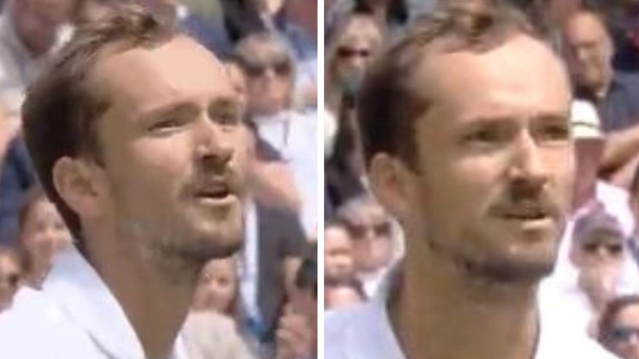 Daniil Medvedev apparently swearing repeatedly at Wimbledon. Picture: X/Twitter.