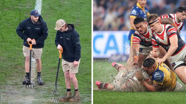 Insane scenes at Allianz Stadium. Photo: Getty Images and Fox Sports