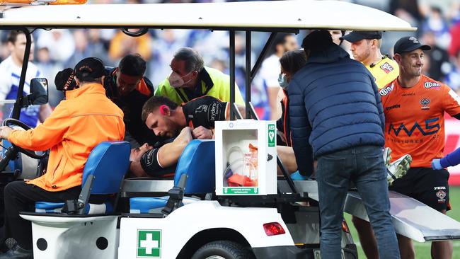 Twal was stretchered off the field. (Photo by Matt King/Getty Images)