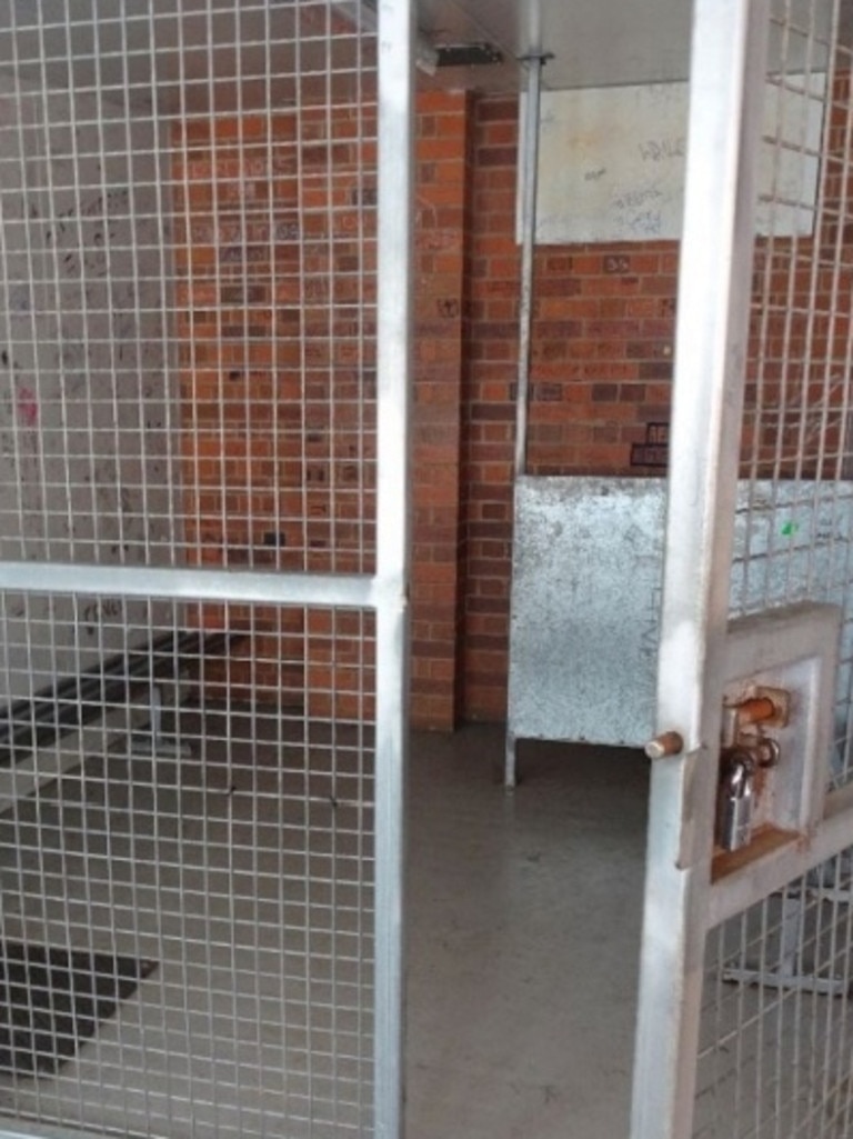 A holding cell at the prison.