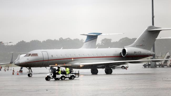 Taylor Swift’s jet on the tarmac in Sydney. Picture: Richard Dobson