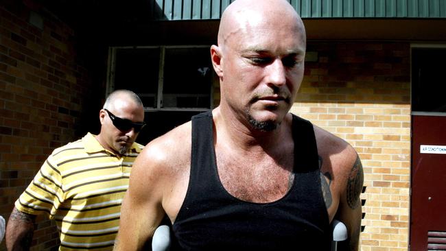 Michael Williams leaves hospital in 2008 after his epic swim. Picture: News Corp