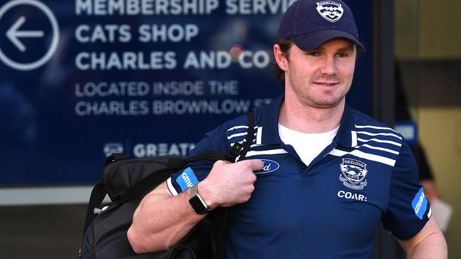 Patrick Dangerfield of the Geelong Cats leaves Simonds Stadium in Geelong. Picture: AAP