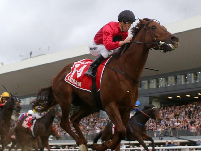 Stradbroke day at Doomben. Winner race 8 The Stradbroke Handicap, Srikandi, jockey Kerrin McEvoy. Pic Jono Searle.