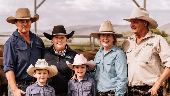 Adam, Chloe, Melinee and Rob Leather, with grandchildren Jaxon aged 7 and Ava aged 9. Picture: Supplied