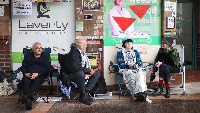 Pro-Palestine protest at Anthony Albanese’s electoral office. Picture: John Feder