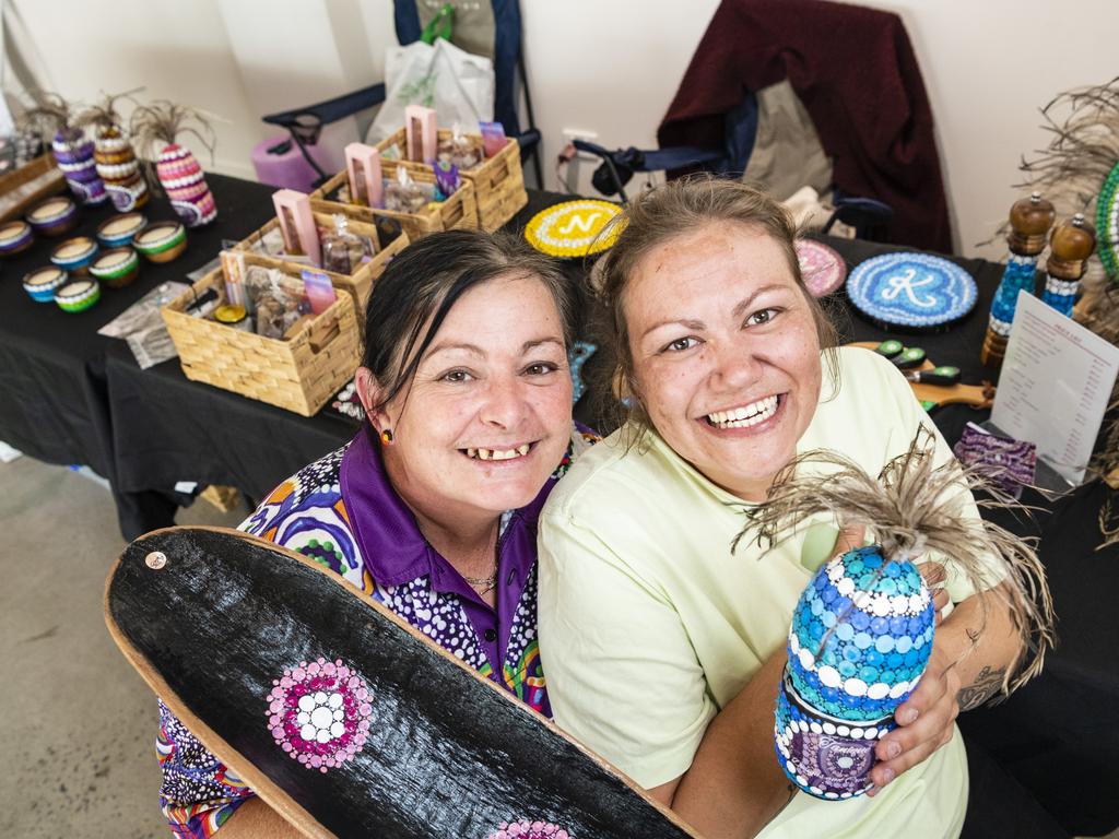 Tanya Kirkegaard (left) and Monique Mennie of Tanique with their products at the Indigenous Artisan Markets at The Lighthouse, Saturday, December 17, 2022.