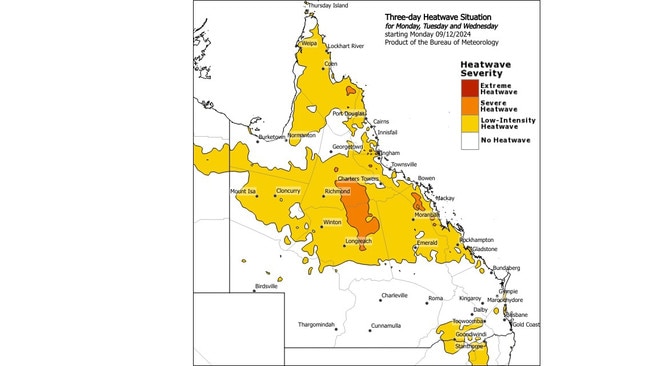 The Bureau of Meteorology has issued a heatwave warning for Queensland. Picture: Supplied/BOM.