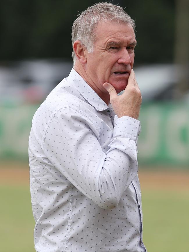 Jordan De Goey met with Collingwood football boss Geoff Walsh. Picture: David Crosling