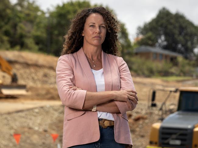 07-10-2023 -Rochelle Hicks at the construction site of the Coffs Harbour bypass on Tuesday. Picture: Liam Mendes / The Australian