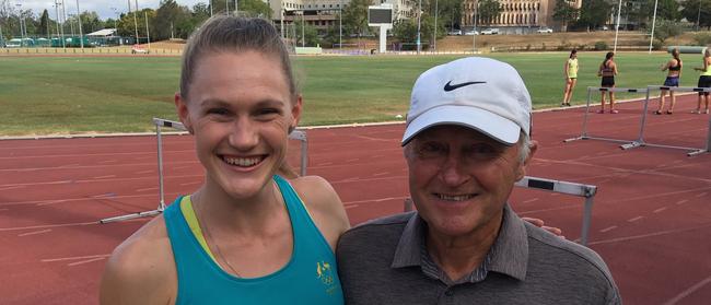 Caitlin Sargent-Jones with her long time coach Eric Brown at UQ Sport