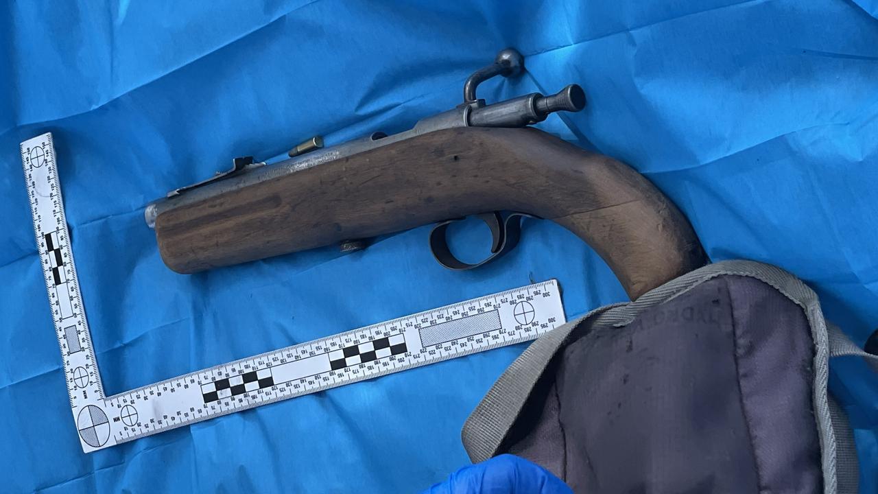 Police conducting a search near a Highfields property that was the scene of a siege allegedly found a loaded sawn-off .22 rifle on January 19, 2023.