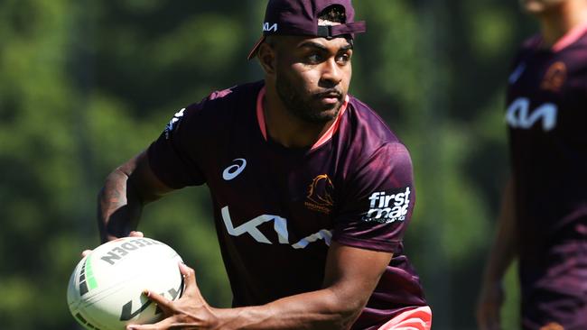 Ezra Mam during Brisbane Broncos training from Red Hill. Picture: Zak Simmonds