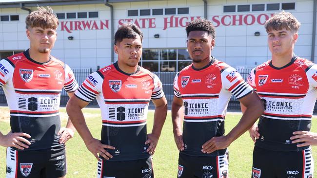 Kirwan Bears brothers. Left to right: Heath Bethel, Taakoi Benioni, Davidson Benioni, Zane Bethel. Picture: Courtney Thomson / Kirwan SHS