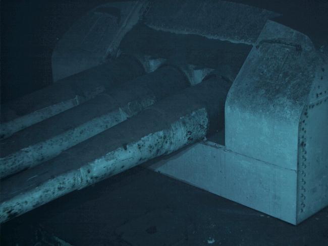 One of the USS Indianapolis’s main gun turrets, photographed via robotic submersible deployed from the research vessel Petrel. Picture: Twitter / Paul Allen