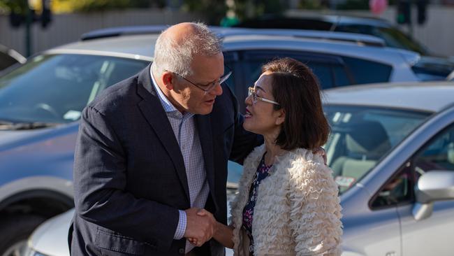 Prime Minister Scott Morrison with Ms Gladys Liu, member for Chisholm. Picture: Jason Edwards