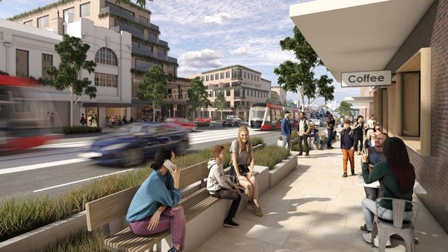 A concept photo of the Parramatta Rd light rail line.