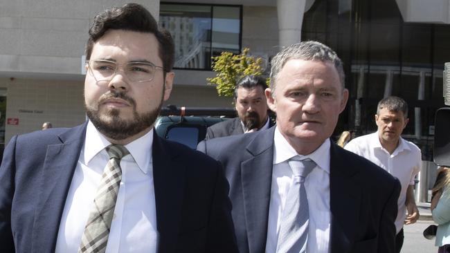 Bruce Lehrmann, left, leaving the Magistrates Court in Canberra. Picture: NCA NewsWire/Gary Ramage