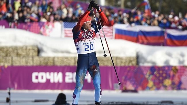 Gafarov acknowledges the crowd after picking himself up from his fall.