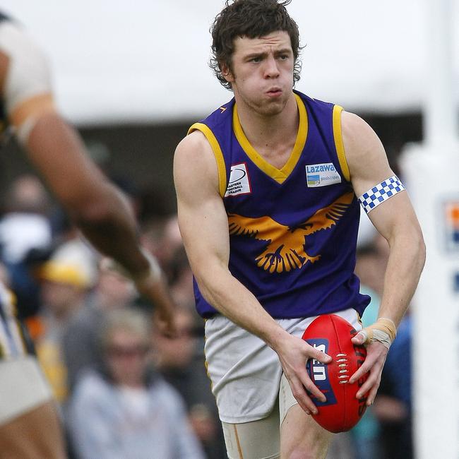 Tim Johnson featured in two grand finals in his first two years of senior footy - pictured in action during the 2008 decider versus Balwyn.