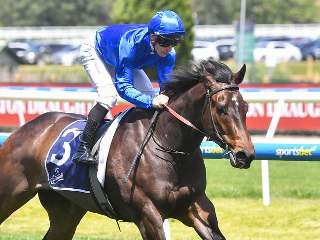 Pisces ridden by James McDonald wins the Catanach's Jewellers Blue Sapphire Stakes at Caulfield Racecourse on November 16, 2024 in Caulfield, Australia. (Photo by Pat Scala/Racing Photos via Getty Images)