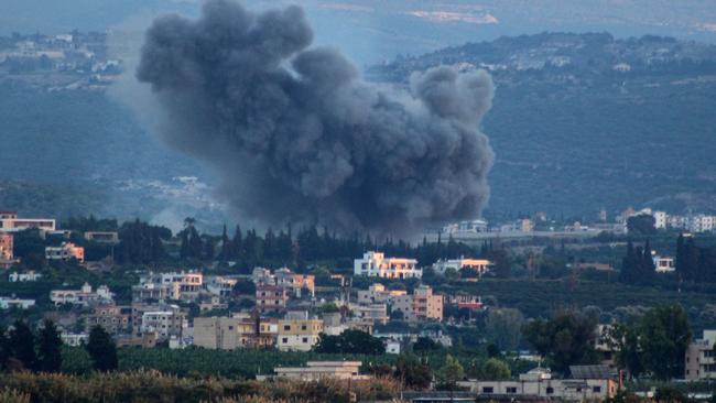 Smoke rises during Israeli strikes on villages overlooking the southern Lebanese city of Tyre. Picture: AFP