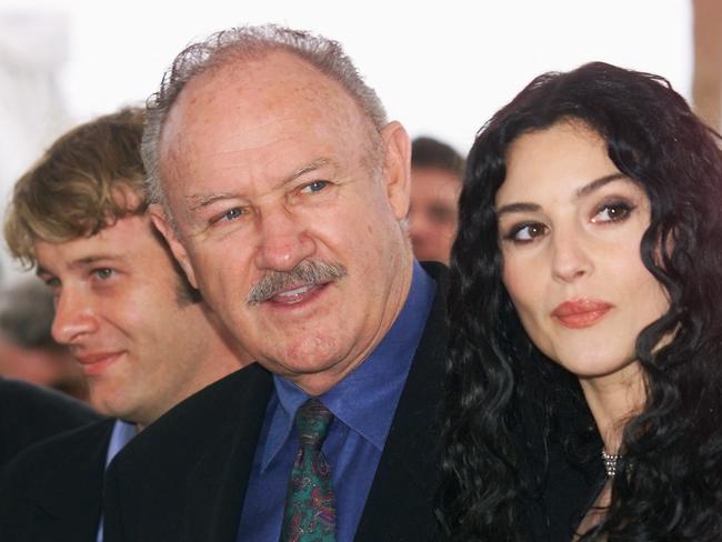 Gene Hackman with Thomas Jane and Monica Belluci at the Cannes film festival. Picture: AFP=