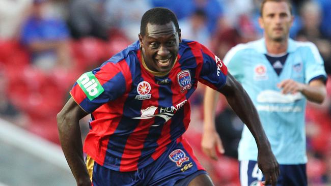 Emile Heskey in action for the Newcastle Jets.
