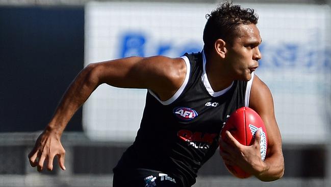 Dom Barry during Port Adelaide's first intra-club at Alberton. Picture: Tom Huntley