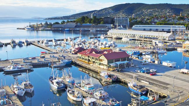 The dock where the yachts arrive in Hobart.