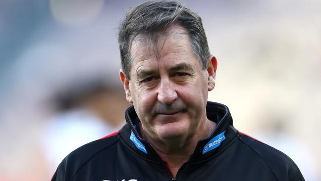 MELBOURNE, AUSTRALIA - MAY 26: Ross Lyon, Senior Coach of the Saints looks on during the round 11 AFL match between Narrm (the Melbourne Demons) v Euro-Yroke (the St Kilda Saints) at Melbourne Cricket Ground, on May 26, 2024, in Melbourne, Australia. (Photo by Quinn Rooney/Getty Images)