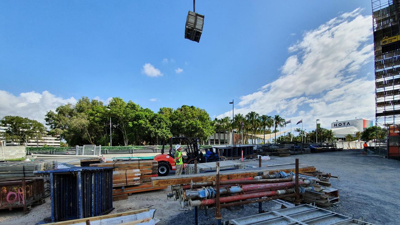 Inside the HOTA Gallery construction site. Picture: Luke Mortimer