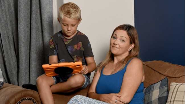 Jay lets her son Frankie use screen for 10 hours a day during the school holidays. Picture: Apex/The Sun