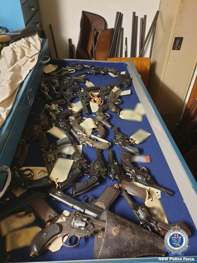 Some of the over 700 firearms seized by police on Tuesday near Dubbo. Picture: NSW Police