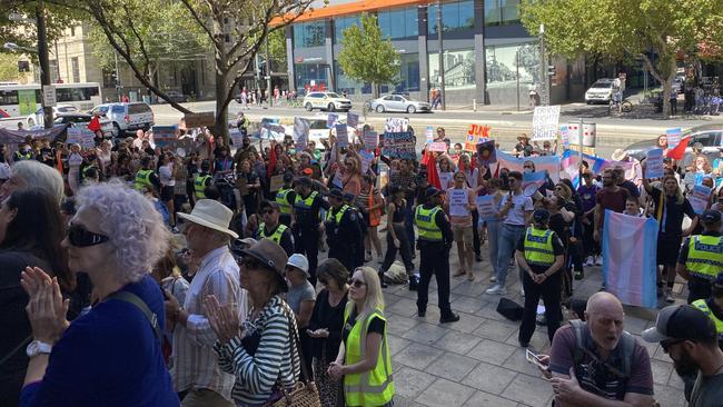 There was a huge police presence at the event in Adelaide. Picture: AGNES GICHUHI