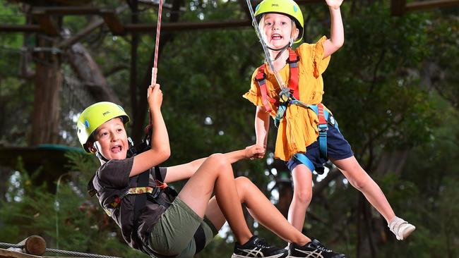 William and Charlotte Dolling enjoy some time at The Enchanted Adventure Garden in Arthurs Seat. Picture: Josie Hayden