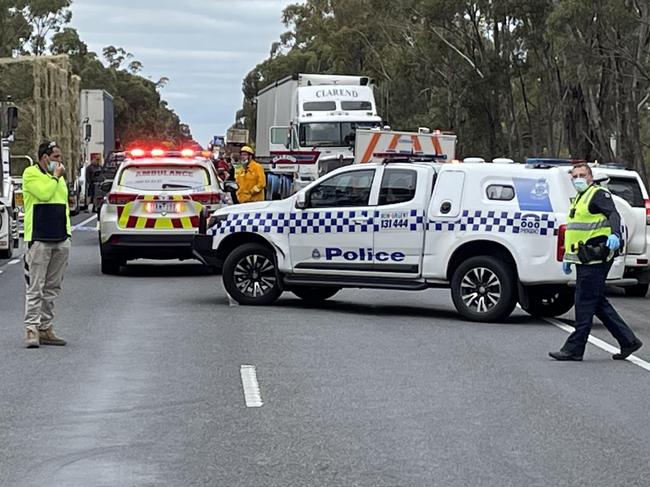 Police on the scene of the accident. Photo: The Weekly Advertiser.