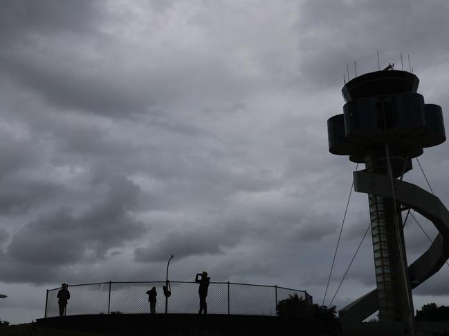 Daily Telegraph April 20/4/23. Stormy weather around Sydney airport .picture John Grainger