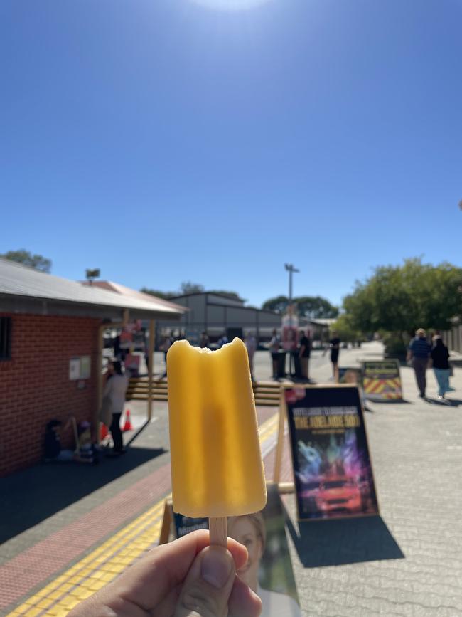 Organisers at Golden Grove Primary School have opted for a contemporary take on the humble democracy sausage, opening the school tuck shop for the special occasion. An icy pole is all well and good, but not what I (or the voters) are after.