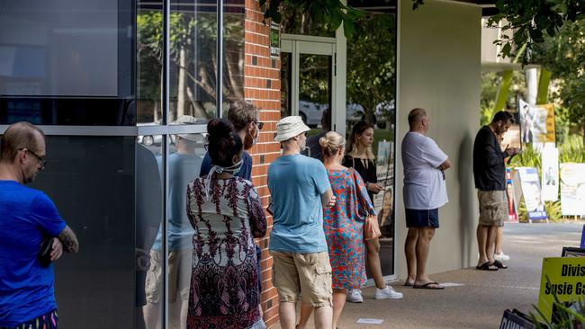 Pre-polling lines at the  Southport Community Centre on Wednesday.  Picture: Jerad Williams