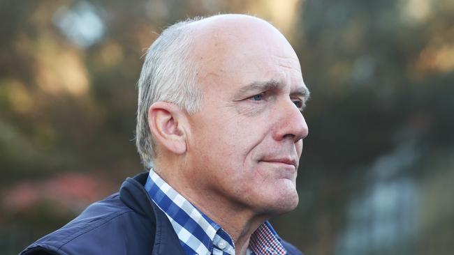 Liberal Senator Eric Abetz votes at his old school Blackmans Bay Primary School. Picture: Nikki Davis-Jones