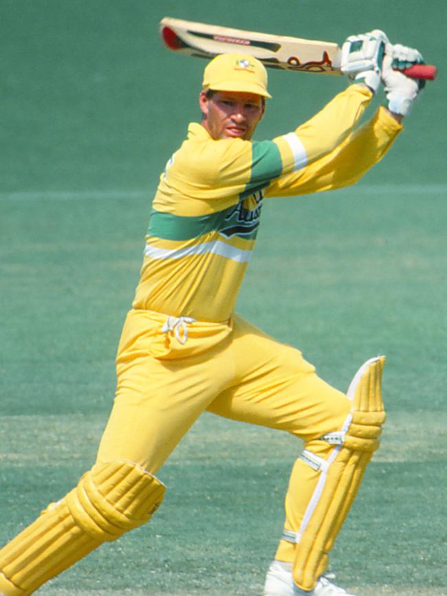 The late Dean Jones in action for Australia in 1990. Picture: Getty Images