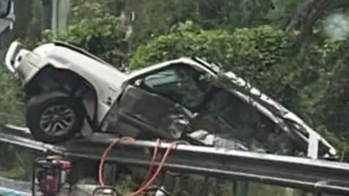 The scene of the two vehicle crash at Moggill Rd, Pinjarra Hills. Picture: Supplied