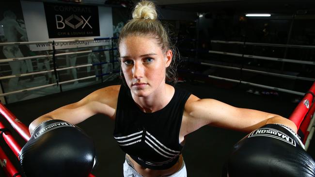 Tayla Harris training at Corporate Box Gym. Picture: Liam Kidston