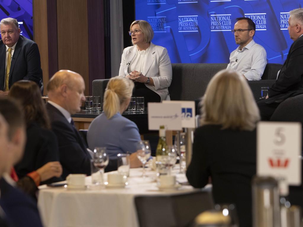 Craig Kelly, Zali Steggall, Adam Bandt and Rex Patrick took part in ‘The Cross Bench’ forum at the National Press Club in Canberra. Picture: NCA NewsWire/ Andrew Taylor